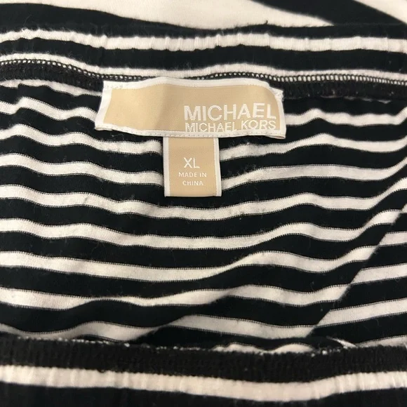 Michael Kors Black & White Striped Drawstring Maxi Skirt XL - Picture 3 of 5